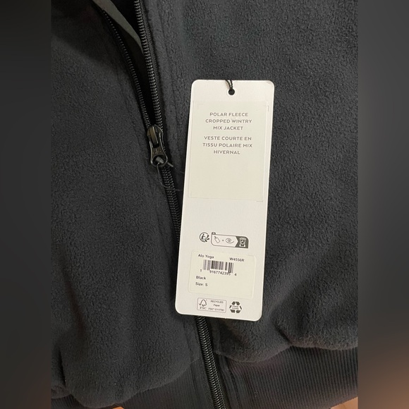 Alo Yoga NWT Polar Fleece Cropped Wintry Mix Full Zip Jacket Black Size S - Picture 9 of 11